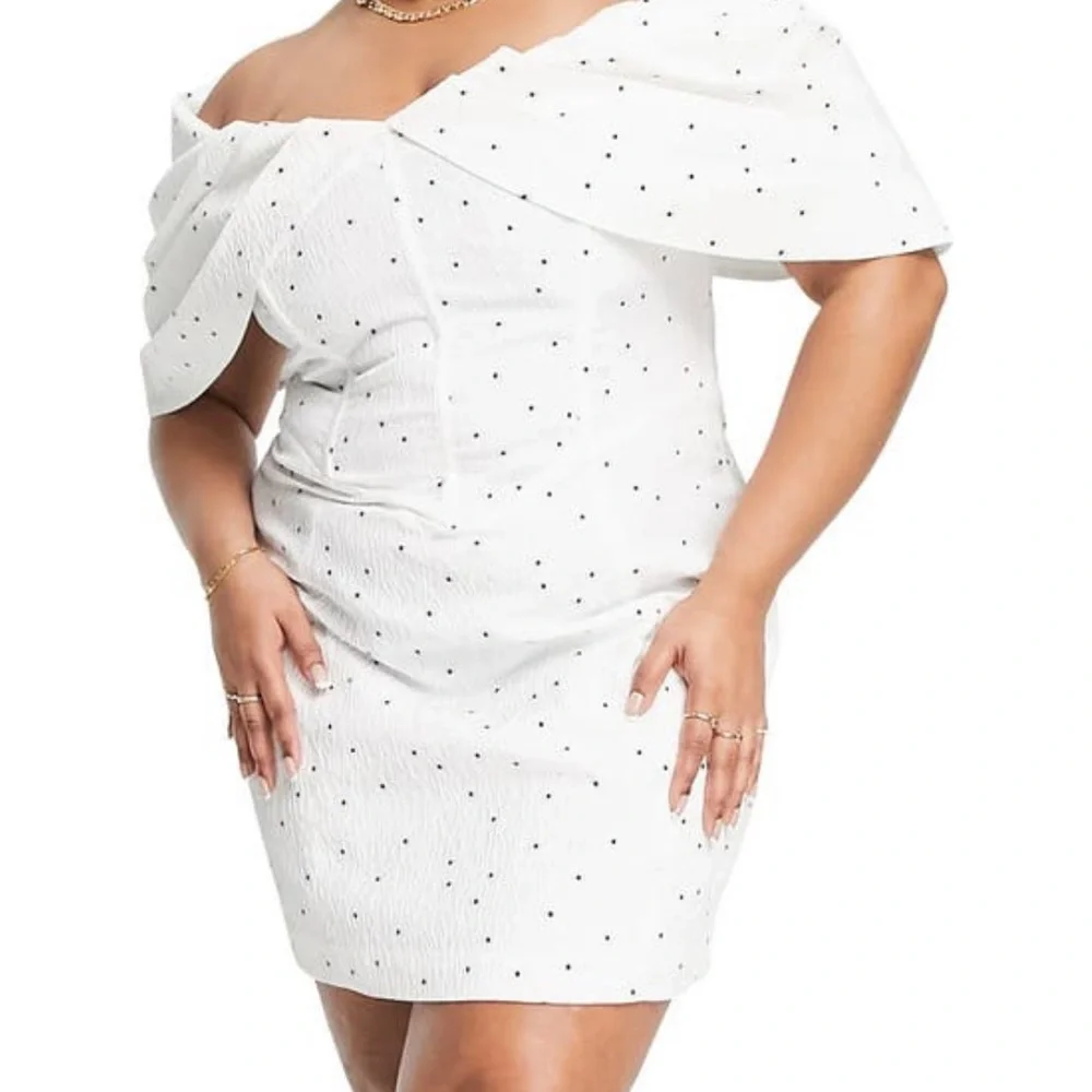 ASOS Design Curve Ruffle Bardot Mini Dress - Picture 4 of 5